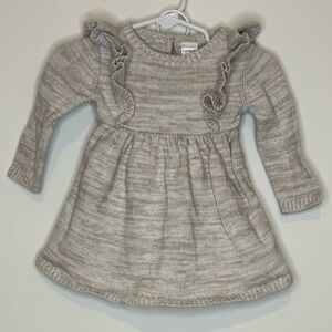 Carter's Baby Girl Ruffle Knit Sweater Dress & Bloomers Set - Grey & Cream